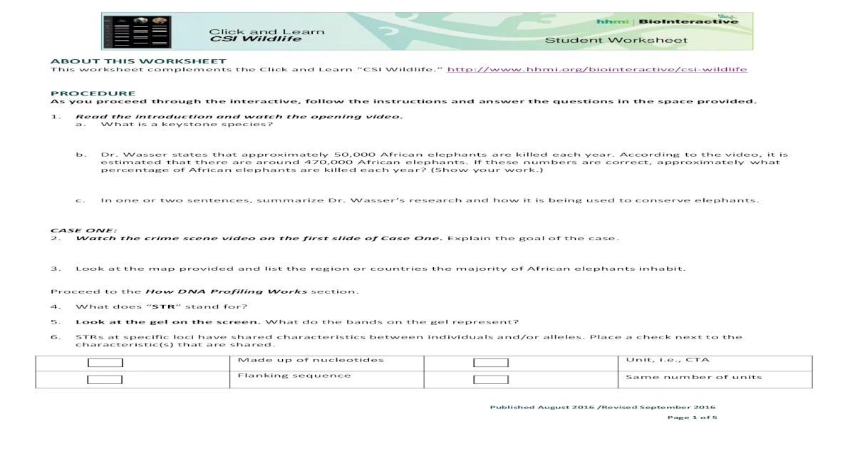 Csi wildlife part 2 answer key