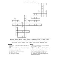 Lord of the flies crossword puzzle