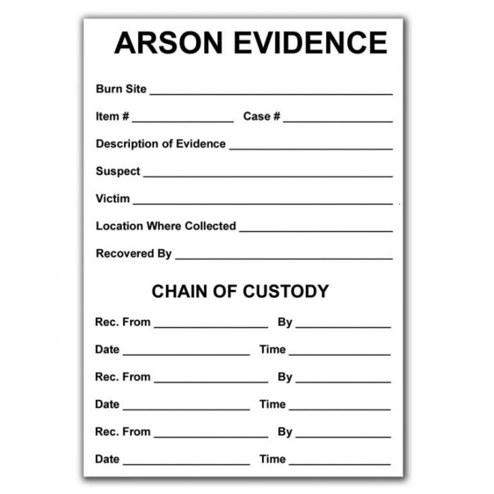 Arson evidence review puzzle template